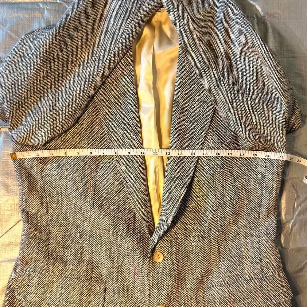 Vintage Chaps Ralph Lauren Tweed Blazer Mens 42 British Wool Herringbone USA